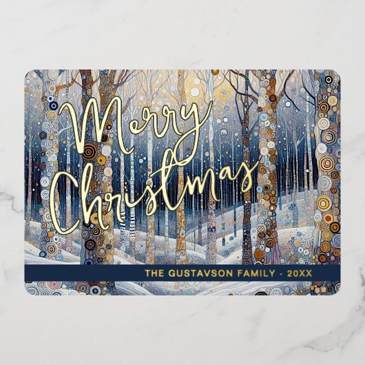 Leuke retro Abstracte wintersneeuw Wonderland Art  Folie Feestdagenkaart (Voorkant)