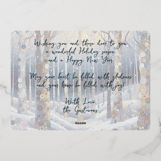 Leuke retro Abstracte wintersneeuw Wonderland Art  Folie Feestdagenkaart (Achterkant)