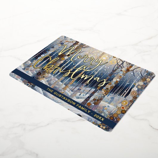 Leuke retro Abstracte wintersneeuw Wonderland Art  Folie Feestdagenkaart (Gedraaid)