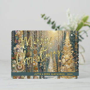 Leuke retro Abstracte wintersneeuw Wonderland Art  Folie Feestdagenkaart