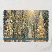 Leuke retro Abstracte wintersneeuw Wonderland Art  Folie Feestdagenkaart (Voorkant)