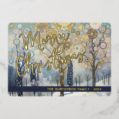 Leuke retro Abstracte wintersneeuw Wonderland Art  Folie Feestdagenkaart (Voorkant)