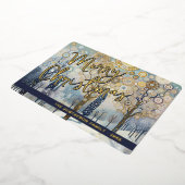 Leuke retro Abstracte wintersneeuw Wonderland Art  Folie Feestdagenkaart (Gedraaid)