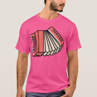 Leuke Retro Accordeontekening T-shirt