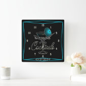 Leuke Retro Aqua Cocktail Bar Eetcafé Wandklok (Huis)