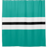 Leuke Retro Aqua Zwart Wit Centrum Racing Stripes Douchegordijn (Voorkant)