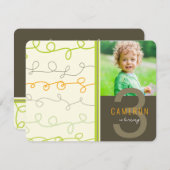 Leuke Retro Art Scribbles Lines Kids Verjaardagsfo Kaart (Voorkant / Achterkant)