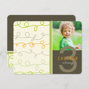 Leuke Retro Art Scribbles Lines Kids Verjaardagsfo Kaart