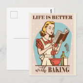 Leuke retro  bakken vrouw briefkaart (Voorkant / Achterkant)