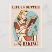 Leuke retro  bakken vrouw briefkaart (Voorkant)