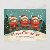 Leuke Retro Beren Kerstvakantie Briefkaart (Voorkant)