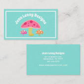 Leuke Retro Blauwgroen Roze Sinaasappel Paddenstoe Visitekaartje (Voorkant / Achterkant)