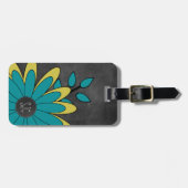 Leuke Retro Bloem Girly met Initialen Bagagelabel (Voorkant horizontaal)