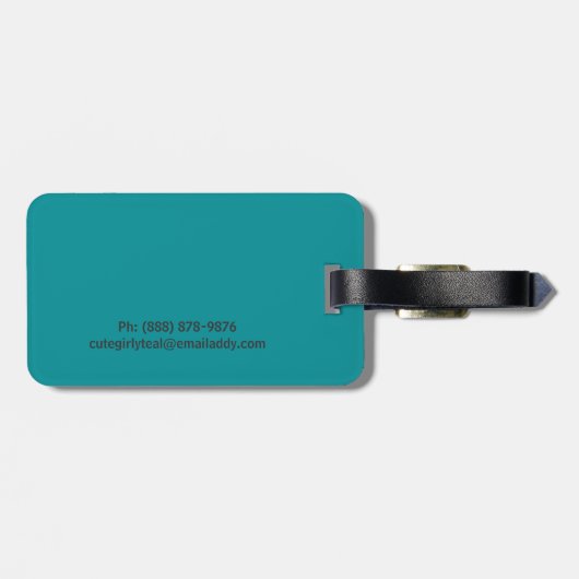 Leuke Retro Bloem Girly met Initialen Bagagelabel (Achterkant horizontaal)