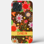 Leuke Retro Bloemen Gelukkig Gepersonaliseerd Naa Case-Mate iPhone Case (Achterkant)