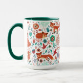 Leuke retro bloemen vogels & rode vossen patroon mok (Links)