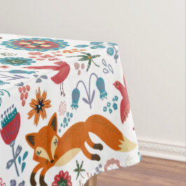 Leuke retro bloemen vossen & vogels patroon tafelkleed