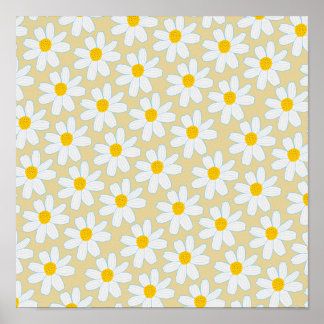Leuke Retro Boho Daisy Patroon Art Print
