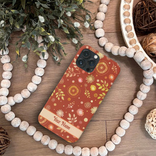 Leuke Retro Boho Sinaasappel Bloemenmotief Inspira Case-Mate iPhone Case