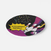Leuke Retro Bowling Paarse Roze Meisje Verjaardags Papieren Bordje (Gekanteld)