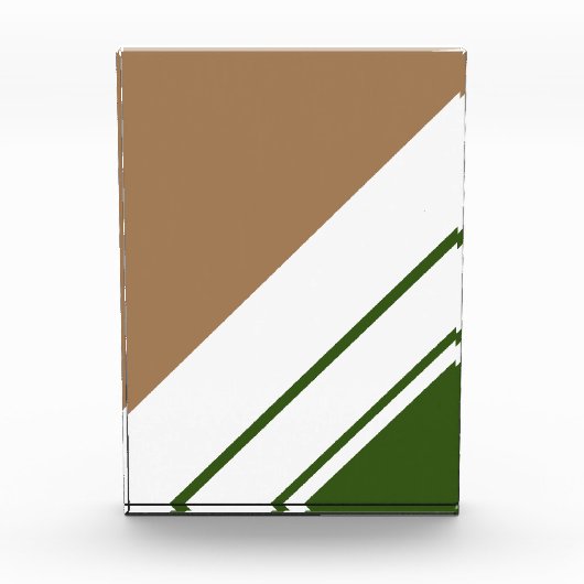 Leuke Retro Bruin Groen Wit Slant Racing Stripes Fotoblokken (Voorkant)