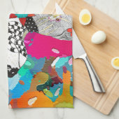 Leuke Retro Bull Terrier Hond Keuken Handdoek (Quarter Fold)