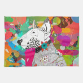 Leuke Retro Bull Terrier Hond Keuken Handdoek (Horizontaal)