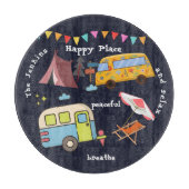 Leuke retro camping snijplank. Bewerkbare formuler Snijplank (Voorkant)