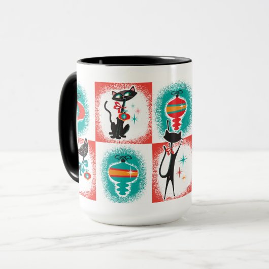 Leuke Retro Cats Kerstmis Koffie Mok (Voorkant links)