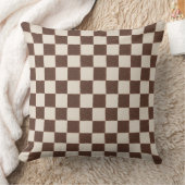 Leuke Retro Checkerboard Patroon Bruine Crème Kussen (Deken)
