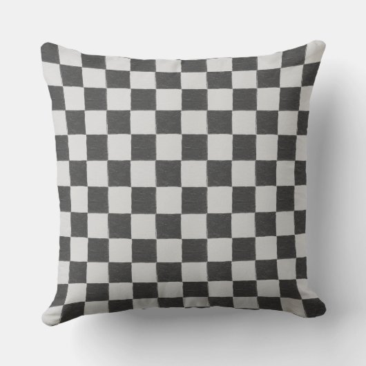 Leuke Retro Checkerboard Patroon Zwart en Wit Kussen (Achterkant)