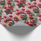 Leuke Retro 'Cherry Pop' Roze Cadeaupapier (Hoek)