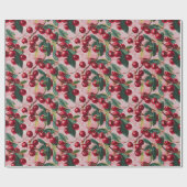 Leuke Retro 'Cherry Pop' Roze Cadeaupapier (Vlak)