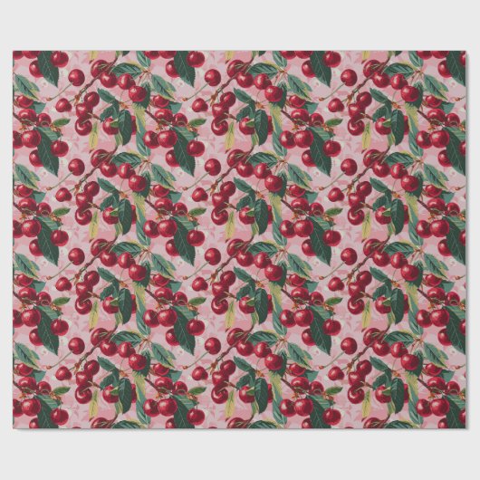 Leuke Retro 'Cherry Pop' Roze Cadeaupapier (Vlak)