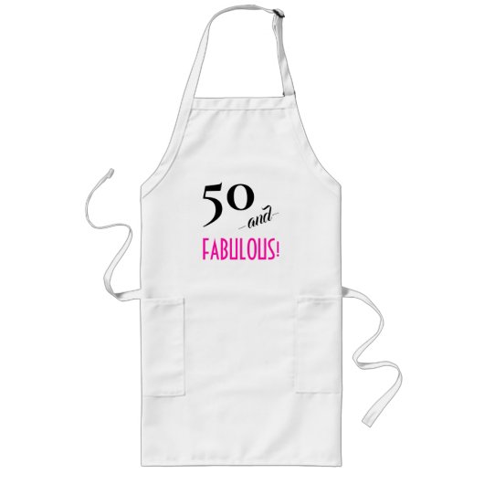Leuke Retro Chic Hot Pink 50 en FABULOUS! Birthday Lang Schort (Voorkant)