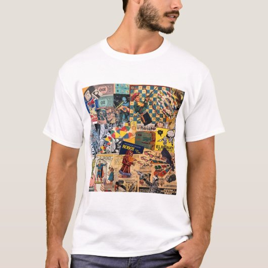 Leuke retro collage t shirt (Voorkant)