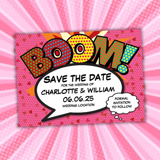 Leuke Retro Comic Book Bruiloft Save the Date