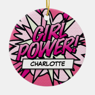 Leuke Retro Comic Book GIRL POWER Keramisch Ornament