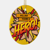 Leuke Retro Comic Book HERO Foto Keramisch Ornament (Rechts)