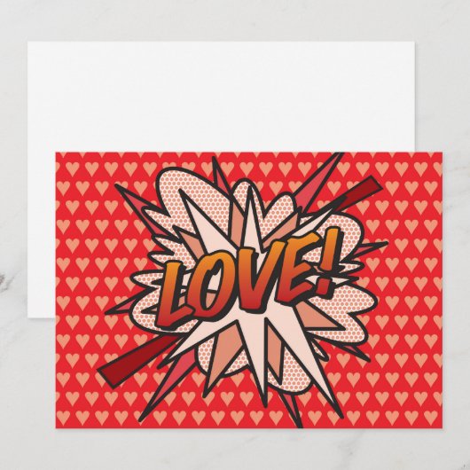 Leuke Retro Comic Book Pop Art over LOVE Kaart (Voorkant / Achterkant)