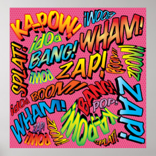 Leuke Retro Comic Book Pop Art Sounds Poster