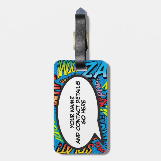 Leuke Retro Comic Book Pop Art Speech Bubble Bagagelabel (Achterkant verticaal)