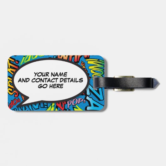 Leuke Retro Comic Book Pop Art Speech Bubble Bagagelabel (Achterkant horizontaal)
