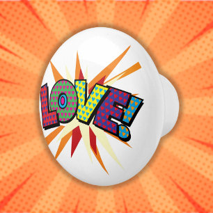 LEUKE Retro Comic Book Pop Art vol liefde Keramische Knop
