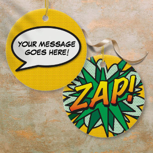 Leuke Retro Comic Book Speech Bubble Bericht Keramisch Ornament