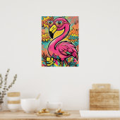 Leuke Retro Comic Flamingo Zonnebril Pop Art Poster (Keuken)