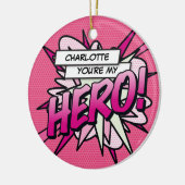 Leuke Retro Comic Jij bent mijn HERO Roze Keramisch Ornament (Links)