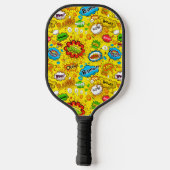 Leuke Retro Comic Spraakbellen Naadloos Patroon Pickleball Paddle (Achterkant)