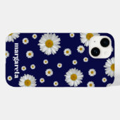 Leuke Retro Daisy Bloem met Naam Marine Blauw Case-Mate iPhone Case (Achterkant (horizontaal))
