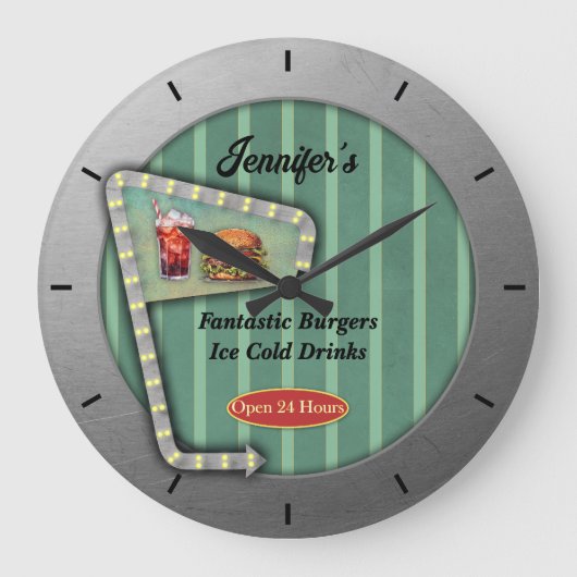 Leuke Retro Diner Grote Klok (Voorkant)